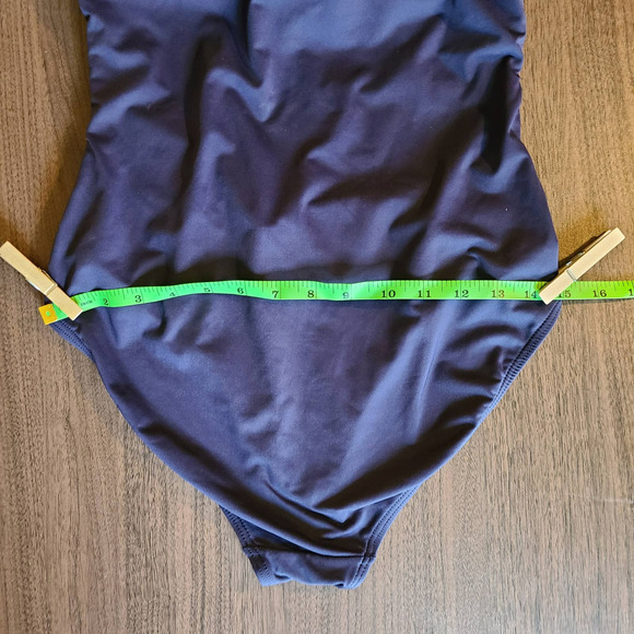 Anne Cole Ruched Sweetheart Neckline Navy One Piece Swimsuit - Picture 10 of 13